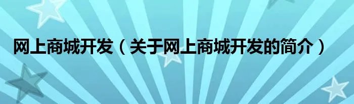 网上商城开发（关于网上商城开发的简介）