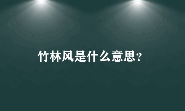 竹林风是什么意思？