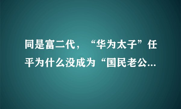 同是富二代,“华为太子”任平为什么没成为“国民老公”王思聪?