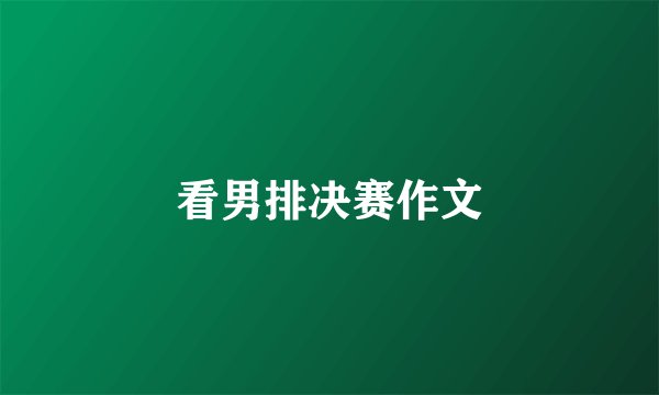 看男排决赛作文