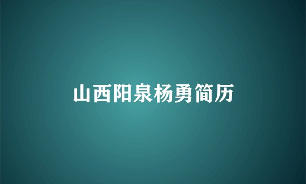 山西阳泉杨勇简历