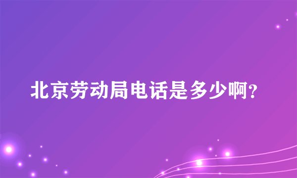 北京劳动局电话是多少啊?