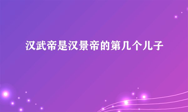 汉武帝是汉景帝的第几个儿子