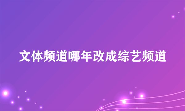 文体频道哪年改成综艺频道