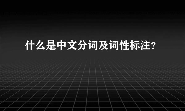 什么是中文分词及词性标注?