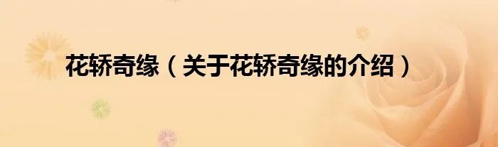 花轿奇缘(关于花轿奇缘的介绍)