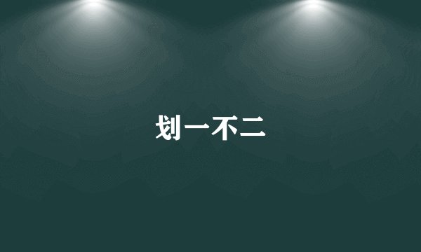 划一不二