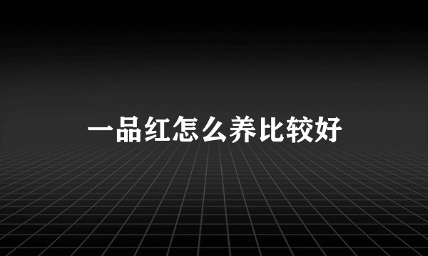 一品红怎么养比较好