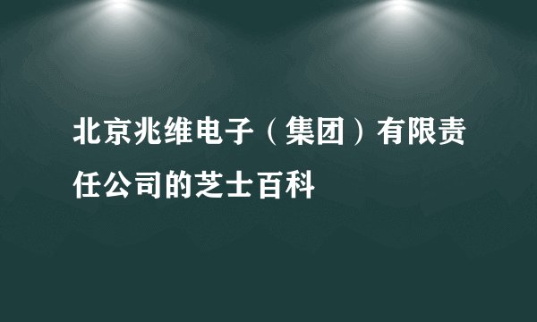 北京兆维电子（集团）有限责任公司的芝士百科