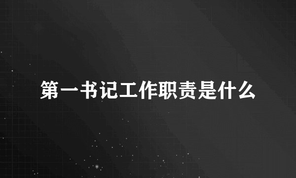 第一书记工作职责是什么