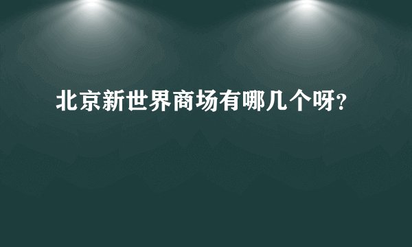 北京新世界商场有哪几个呀？