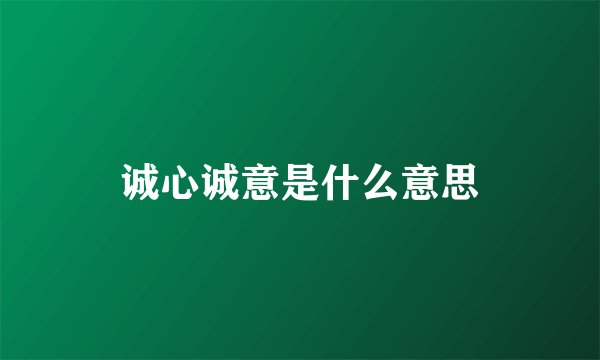 诚心诚意是什么意思