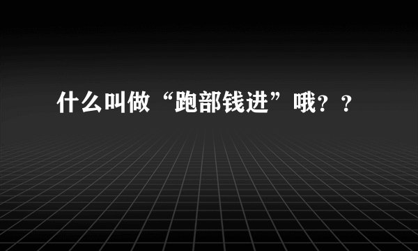 什么叫做“跑部钱进”哦？？