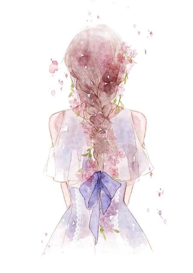 有没有唯美好看的女生背影插画图片？