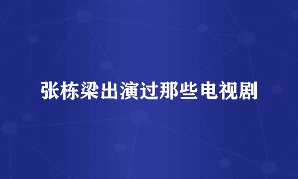 张栋梁出演过那些电视剧