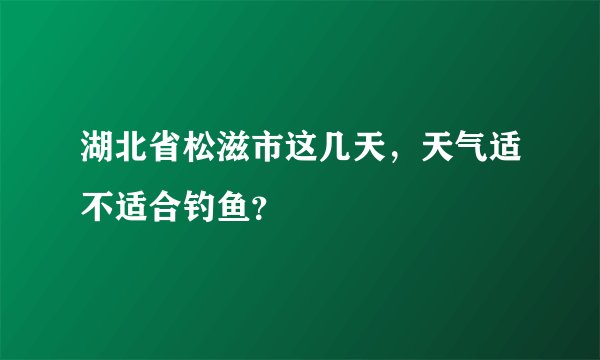 湖北省松滋市这几天，天气适不适合钓鱼？