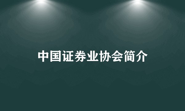 中国证券业协会简介