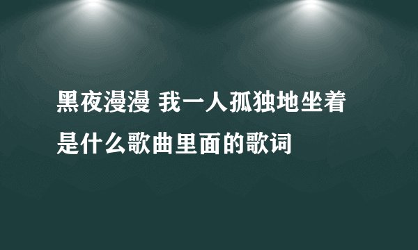 黑夜漫漫 我一人孤独地坐着 是什么歌曲里面的歌词
