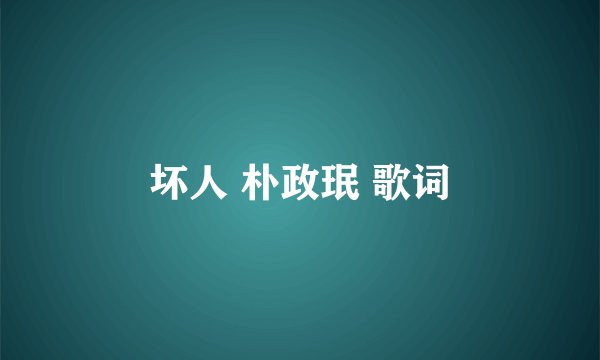 坏人 朴政珉 歌词