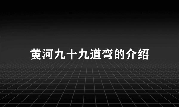 黄河九十九道弯的介绍