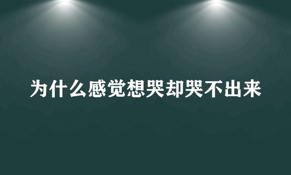 为什么感觉想哭却哭不出来