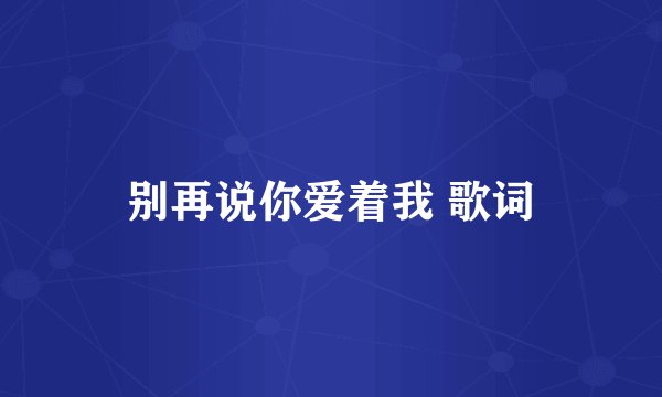 别再说你爱着我 歌词