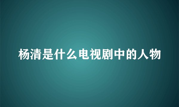 杨清是什么电视剧中的人物