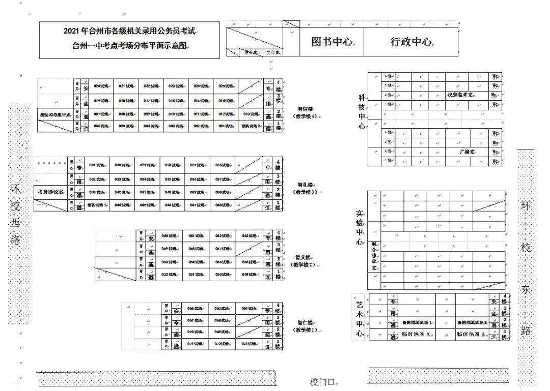 2021年台州公务员考试考点分布图:台州市第一中学