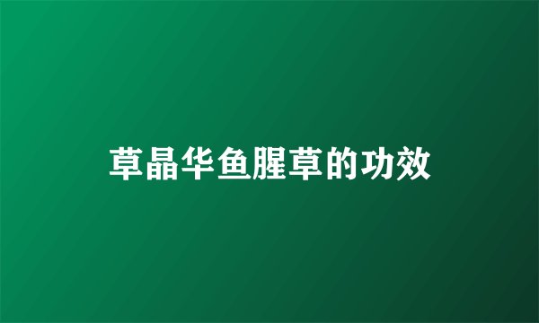 草晶华鱼腥草的功效