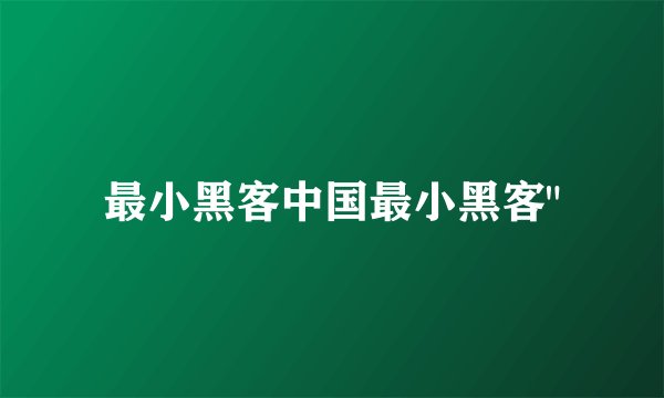 最小黑客中国最小黑客