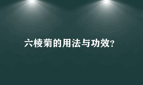 六棱菊的用法与功效?