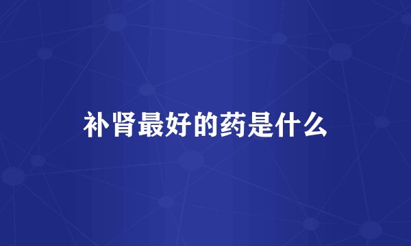 补肾最好的药是什么