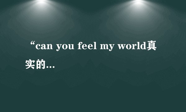 “can you feel my world真实的我没办法伪造” 是什么歌的歌词？