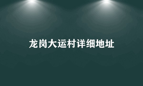 龙岗大运村详细地址
