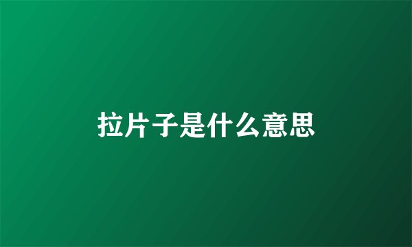 拉片子是什么意思