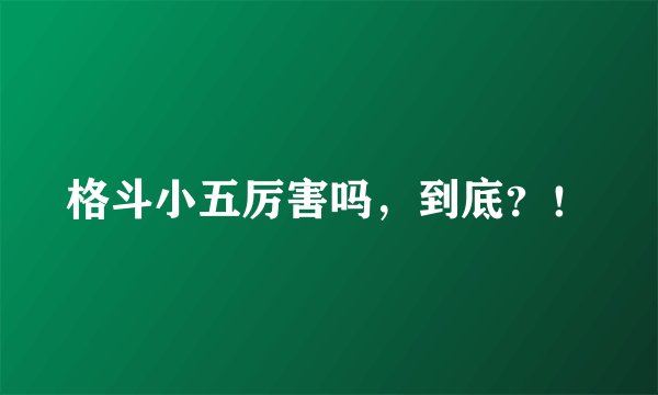 格斗小五厉害吗，到底？！