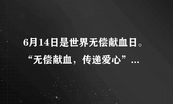 6月14日是世界无偿献血日。“无偿献血，传递爱心”。我国提倡健康公民自愿献血的年龄是（　　）