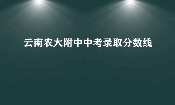 云南农大附中中考录取分数线
