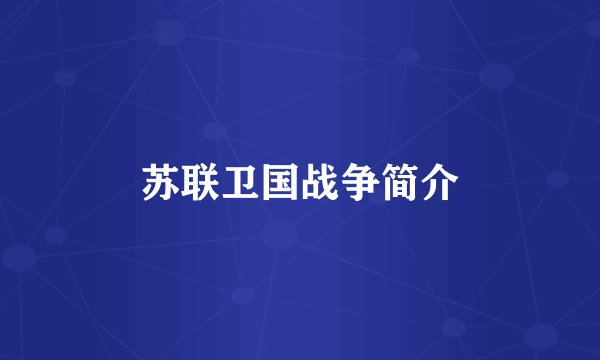 苏联卫国战争简介