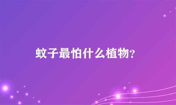 蚊子最怕什么植物？
