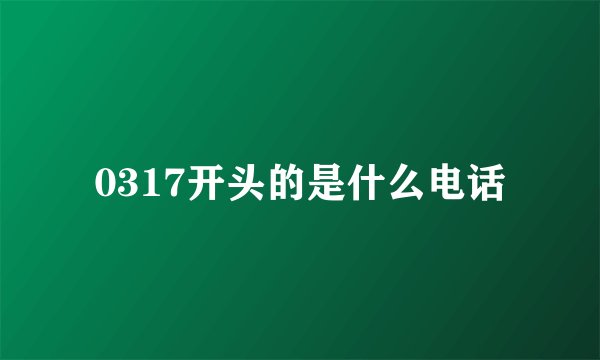 0317开头的是什么电话