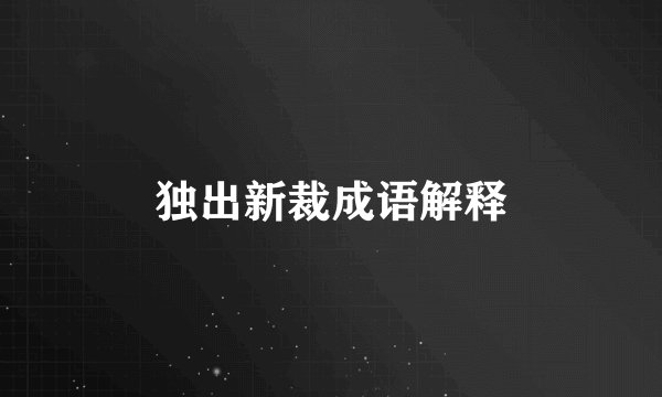 独出新裁成语解释