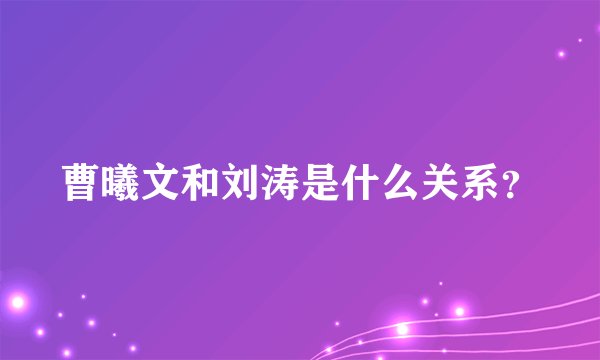 曹曦文和刘涛是什么关系？