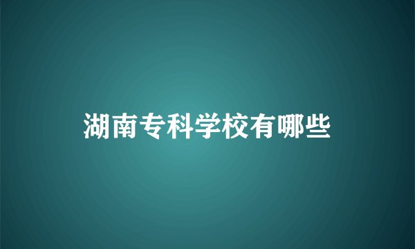 湖南专科学校有哪些