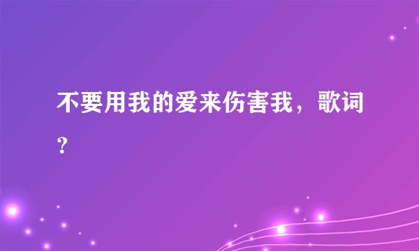 不要用我的爱来伤害我,歌词?