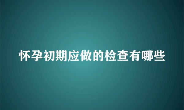 怀孕初期应做的检查有哪些