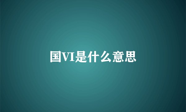 国VI是什么意思