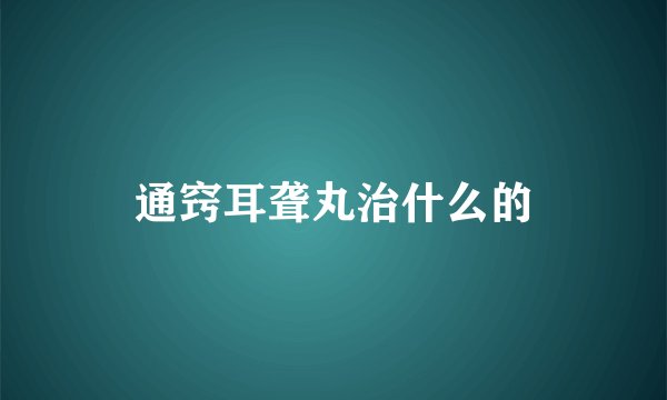 通窍耳聋丸治什么的