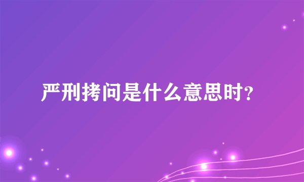 严刑拷问是什么意思时？