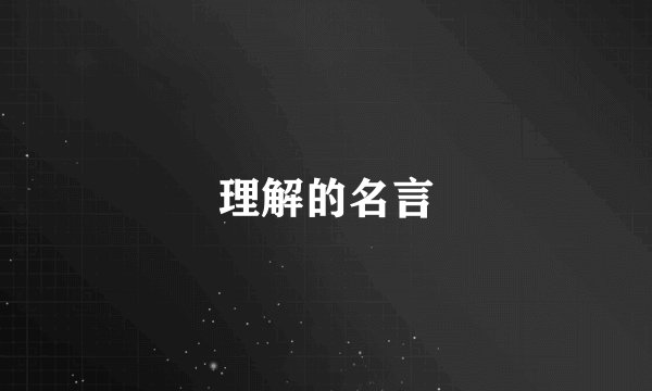 理解的名言